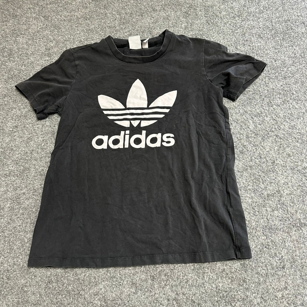 Adidas T-Shirt Womens Size M Black Trefoil Logo Short Sleeve Athletic Casual